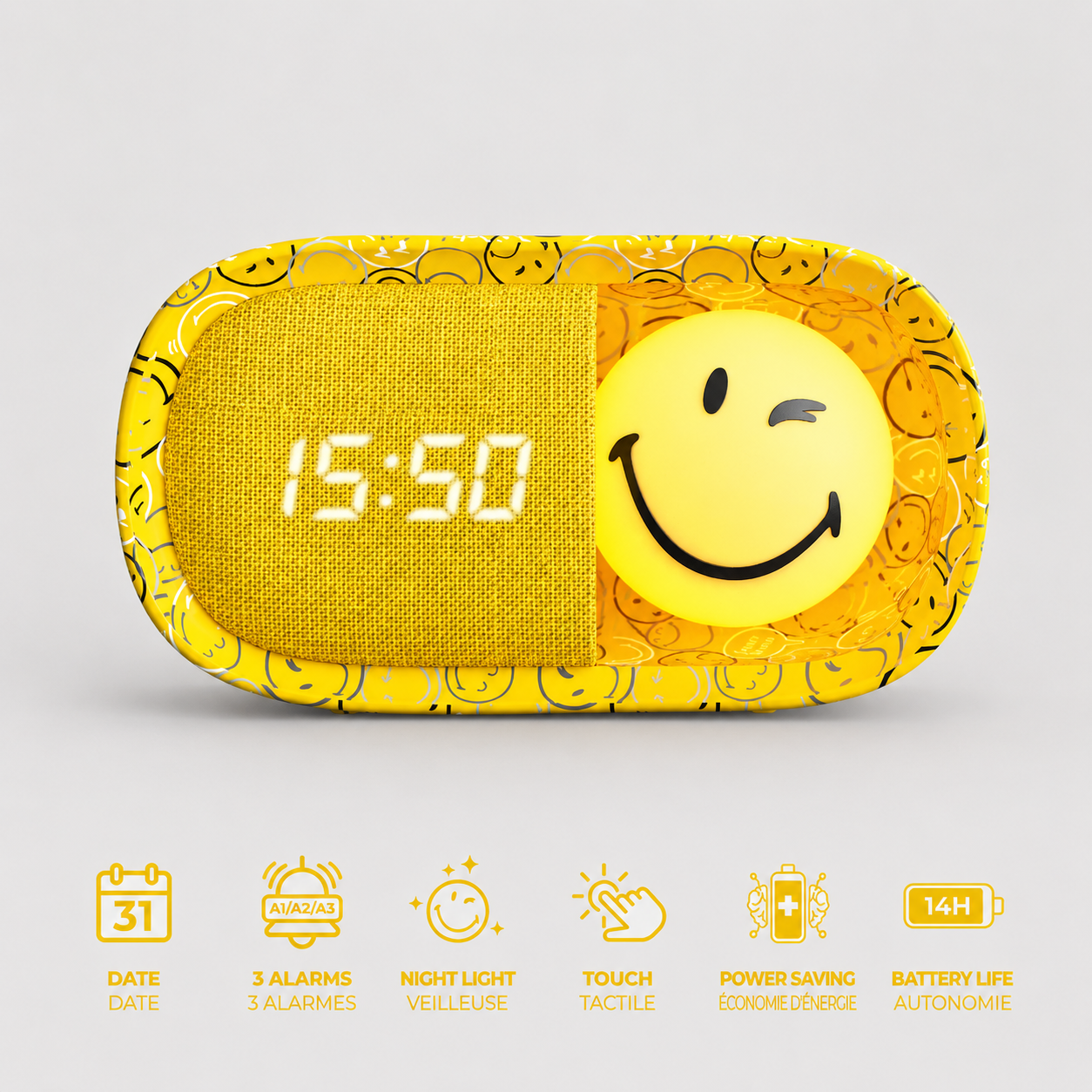 SMILEY DREAMY CLOCK - Jaune